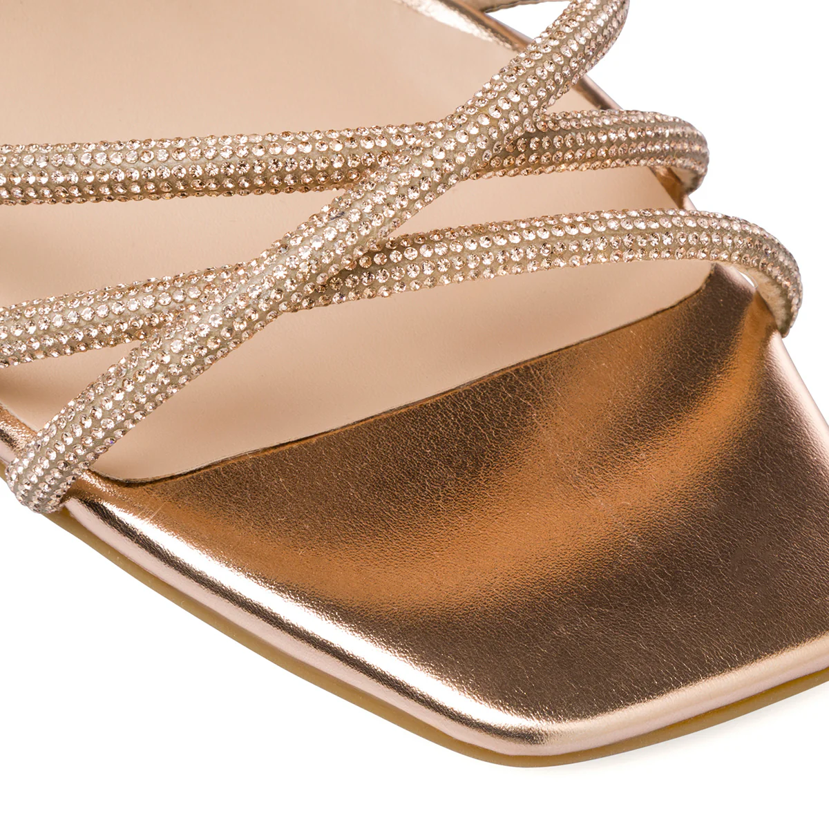 Sandali da donna con tacco a blocco oro rosa e con strass Swish Jeans - Image 8
