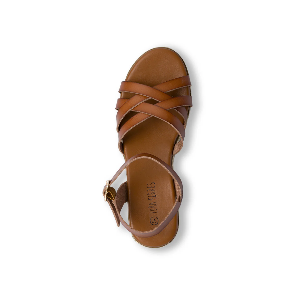 Sandali da donna con zeppa 7 cm marroni Lora Ferres - Image 4