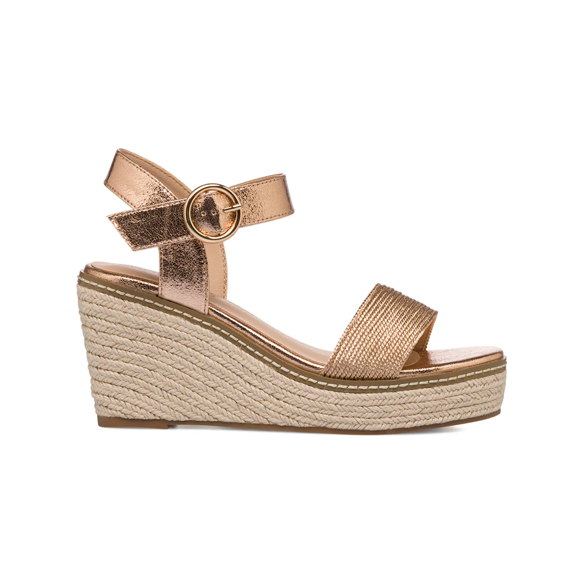 Sandali da donna con zeppa 9 cm oro rosa Lora Ferres