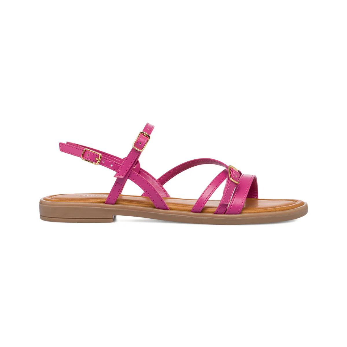 Sandali da donna fucsia con fibbie in metallo Lora Ferres