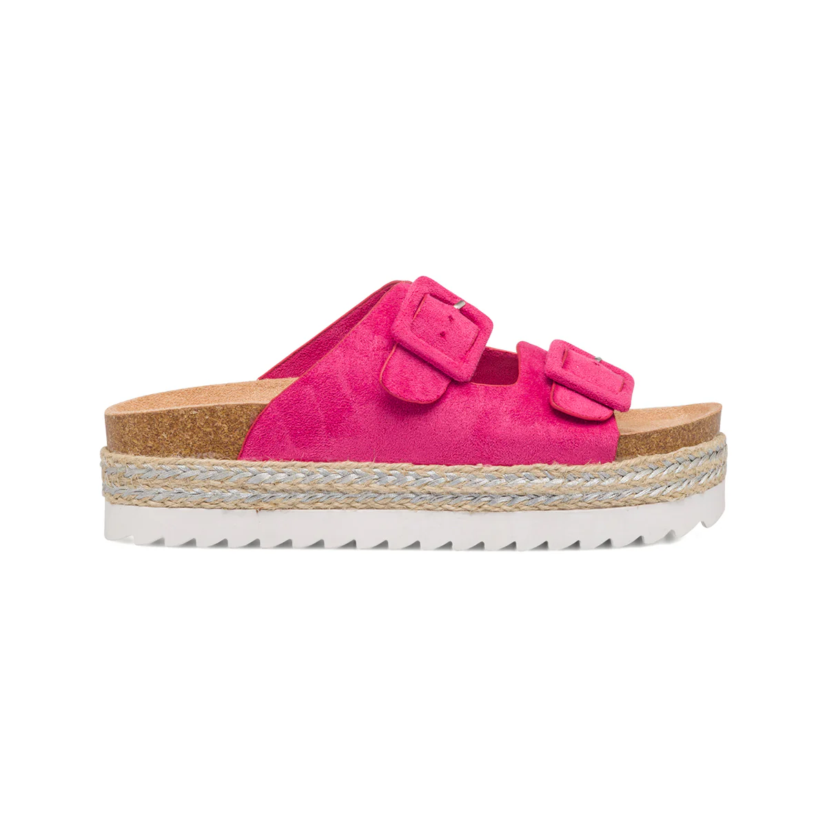 Sandali da donna fucsia con zeppa e doppia fibbia Lora Ferres