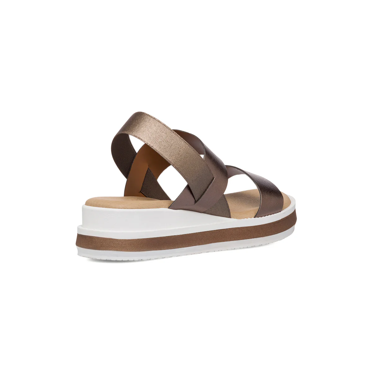 Sandali da donna marrone metalizzato e bianco con zeppa 4,5 cm P Soft - Image 3