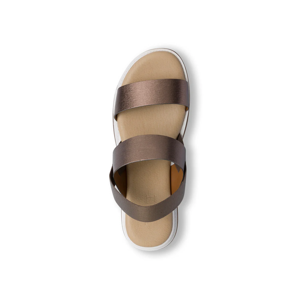 Sandali da donna marrone metalizzato e bianco con zeppa 4,5 cm P Soft - Image 4