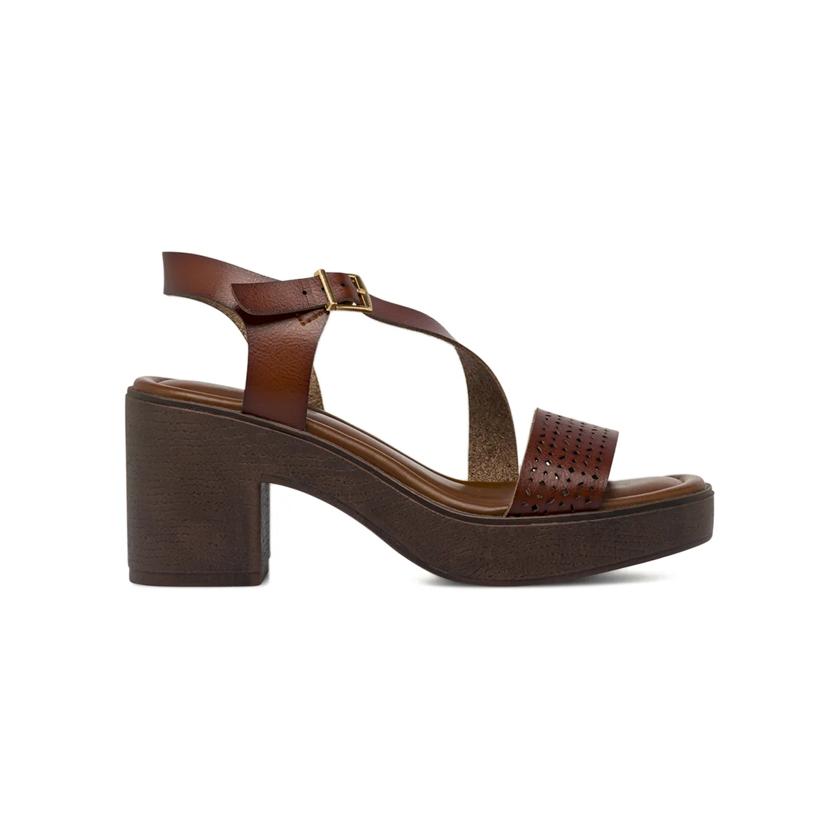 Sandali da Donna marroni con tacco 8 cm e fascia traforata Lora Ferres