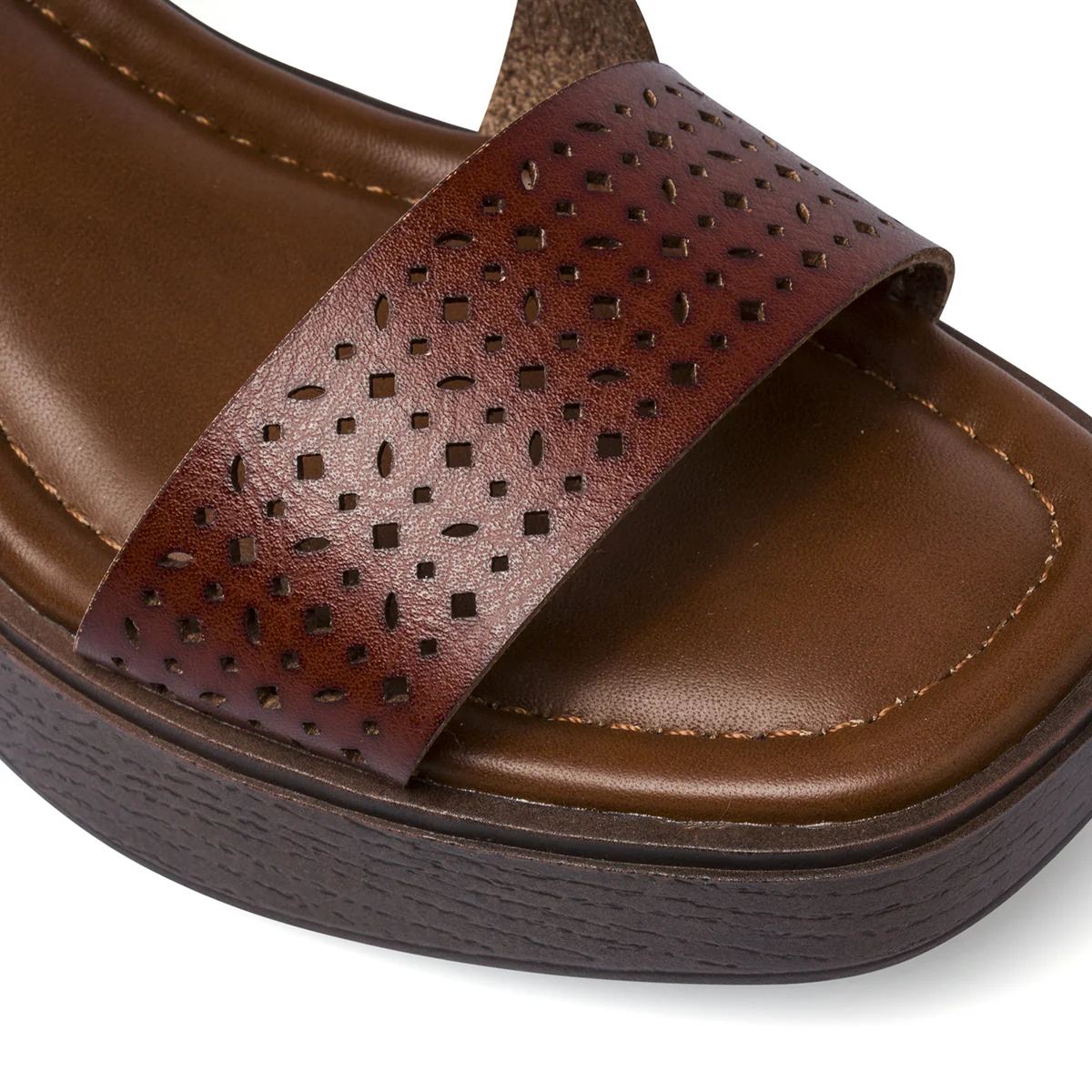 Sandali da Donna marroni con tacco 8 cm e fascia traforata Lora Ferres - Image 5