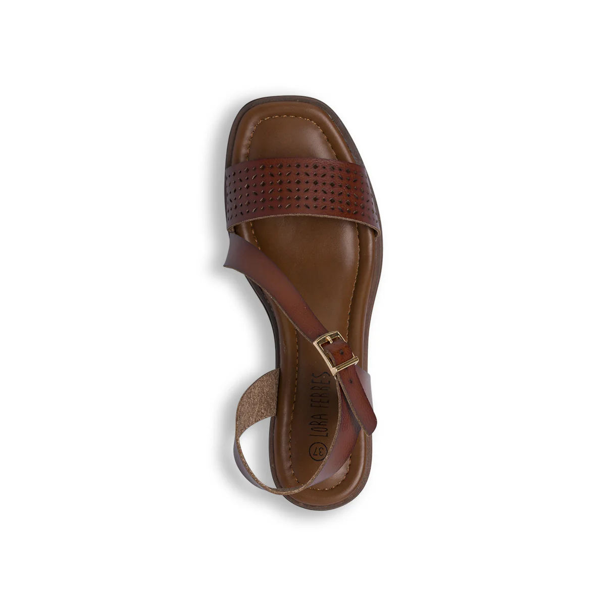Sandali da Donna marroni con tacco 8 cm e fascia traforata Lora Ferres - Image 6