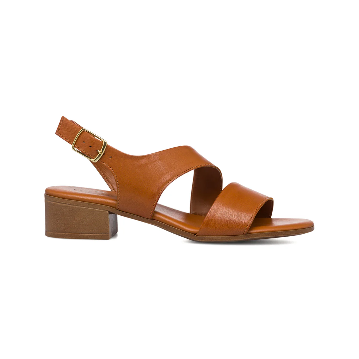 Sandali da donna marroni con tacco a blocco 4 cm P Essentials