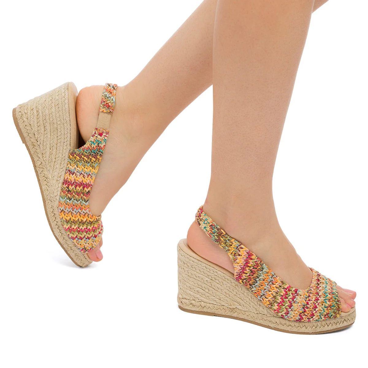 Sandali da donna multicolore con zeppa Lora Ferres - Image 3