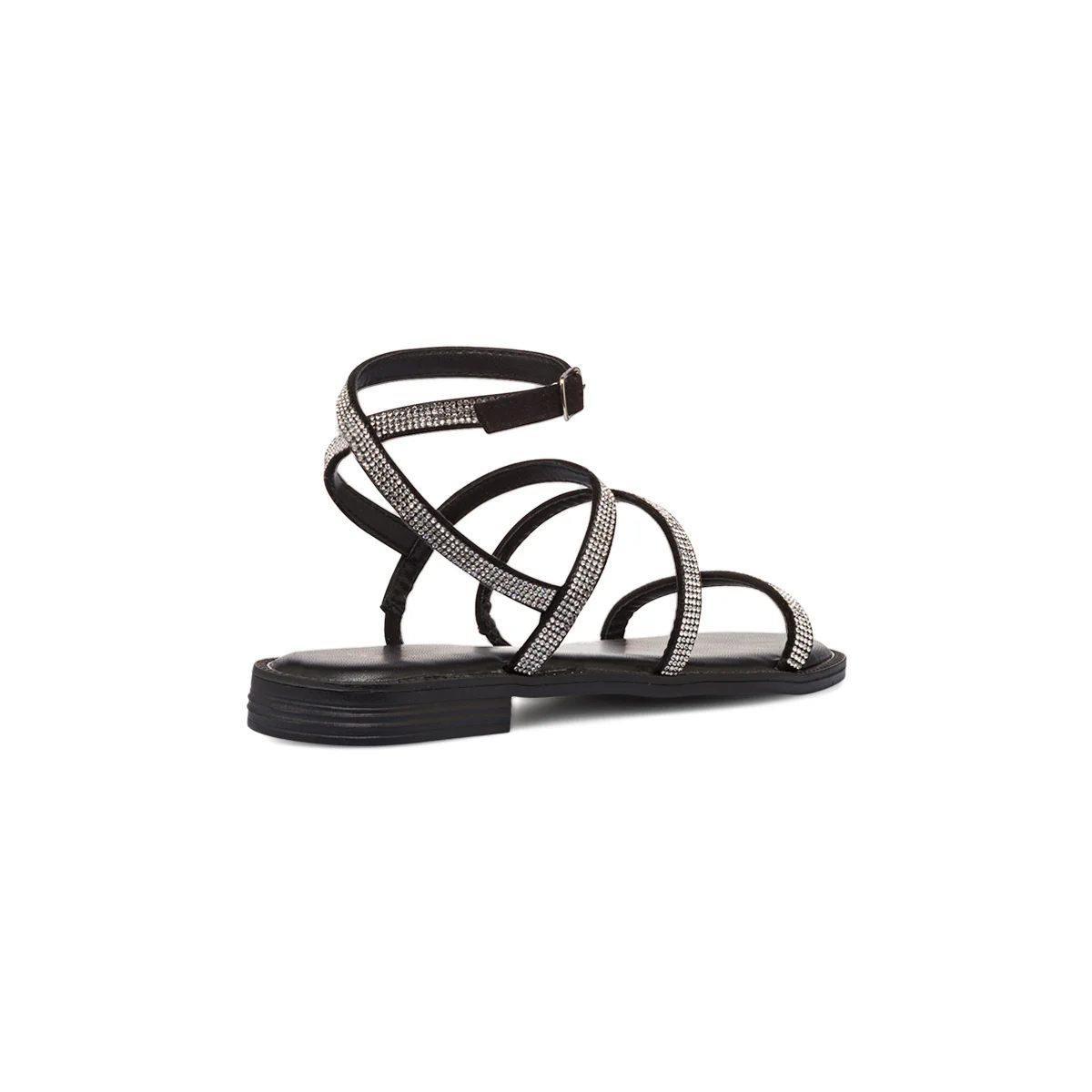 Sandali da donna neri con dettaglio gioiello strass Swish Jeans - Image 3