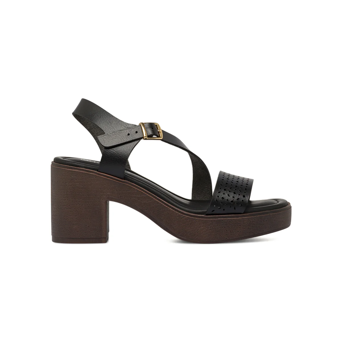 Sandali da Donna neri con fascia traforata e tacco 8 cm Lora Ferres