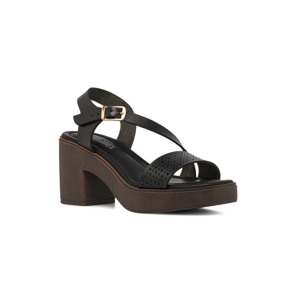 Sandali da Donna neri con fascia traforata e tacco 8 cm Lora Ferres - Image 2