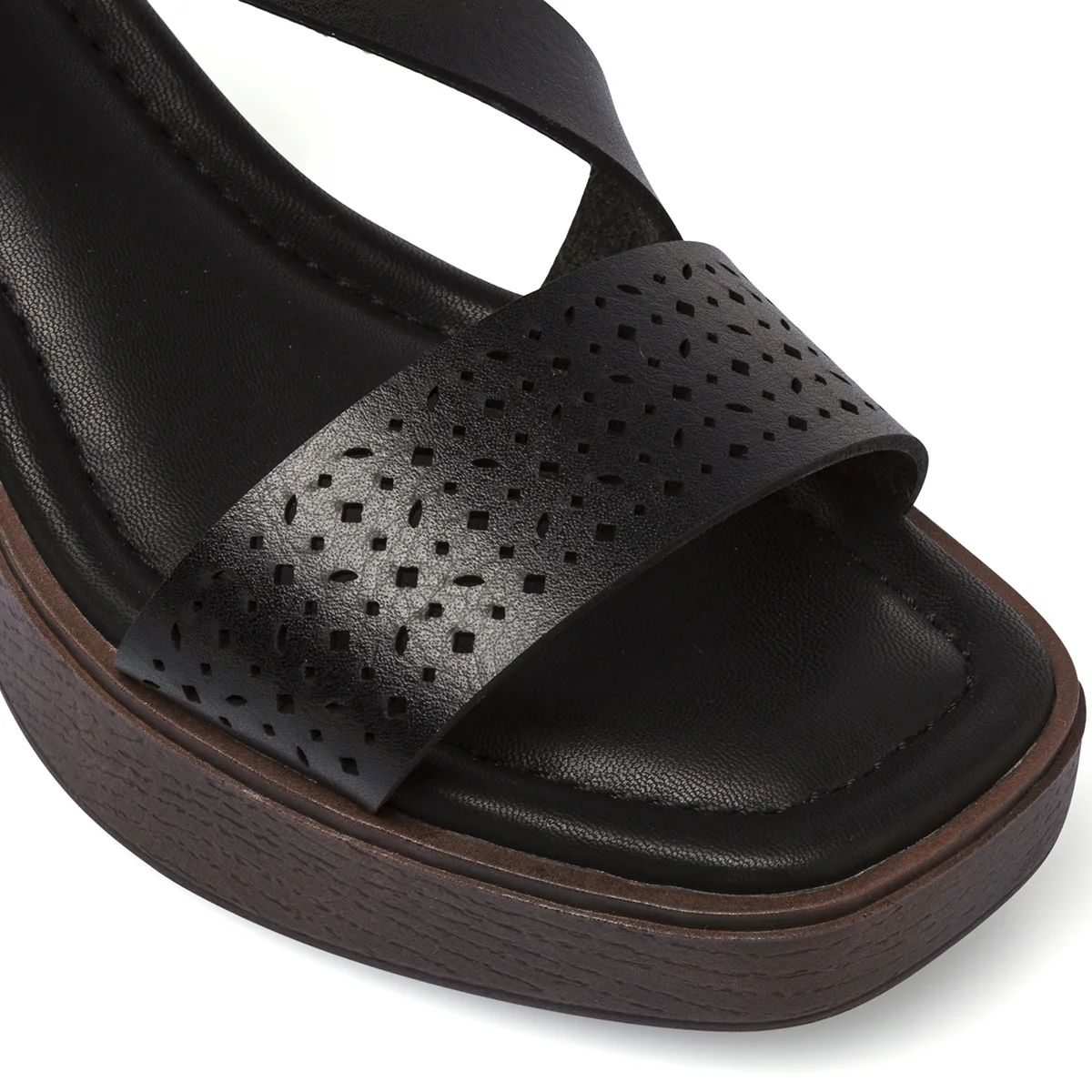 Sandali da Donna neri con fascia traforata e tacco 8 cm Lora Ferres - Image 5