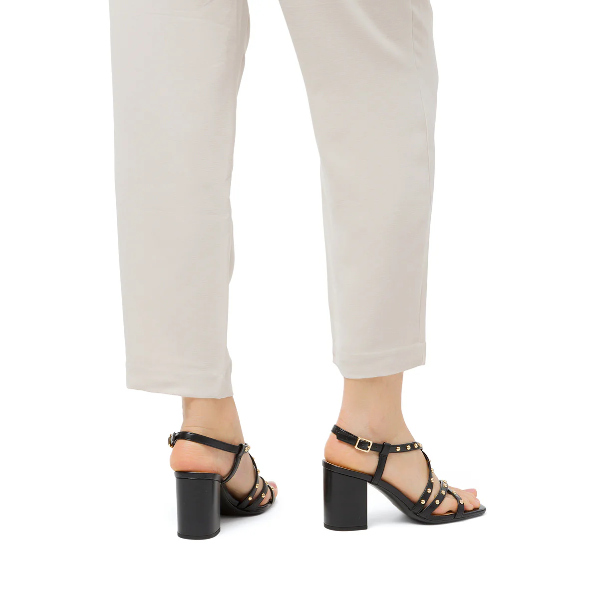 Sandali da donna neri con tacco a blocco e borchie Swish Jeans - Image 3
