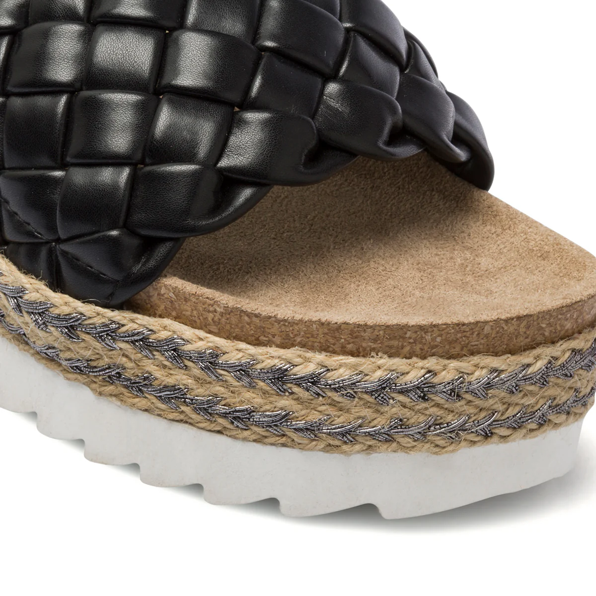 Sandali da donna neri con zeppa 4 cm e fascia effetto intrecciato Lora Ferres - Image 5