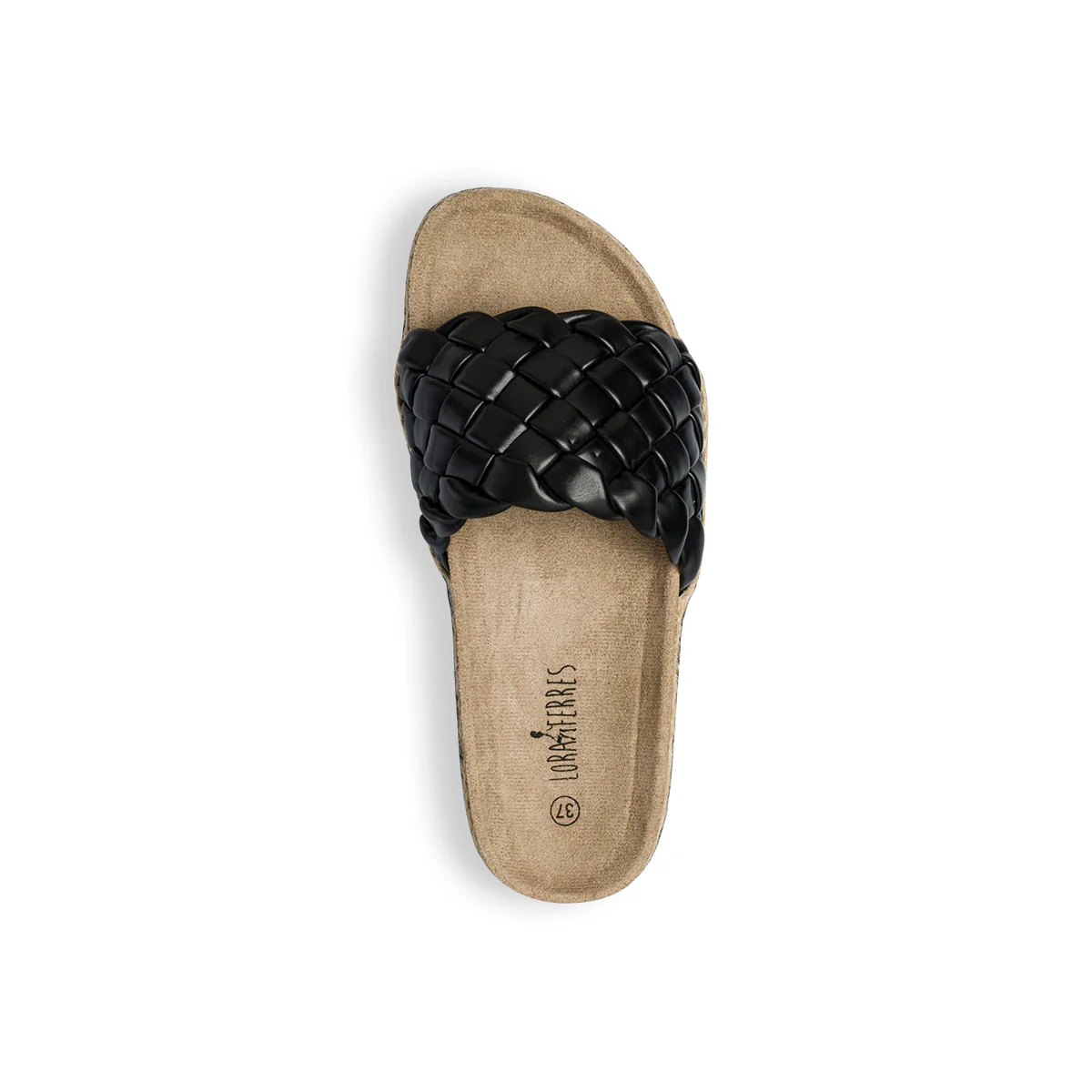 Sandali da donna neri con zeppa 4 cm e fascia effetto intrecciato Lora Ferres - Image 7