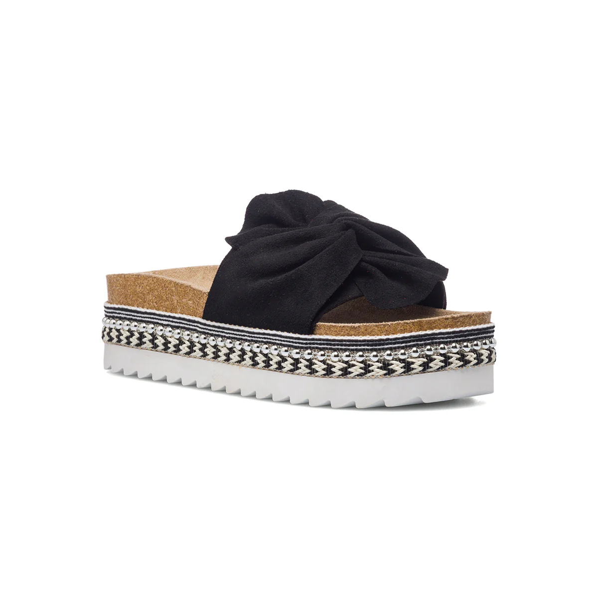 Sandali da donna neri con zeppa 4 cm e piccole borchie Lora Ferres - Image 2