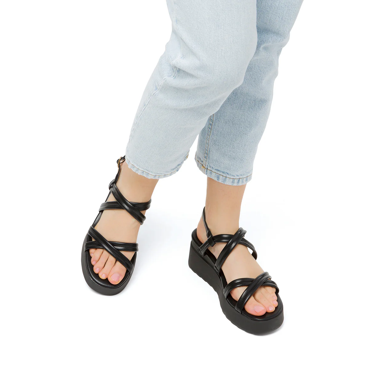 Sandali da donna neri con zeppa Swish Jeans - Image 2