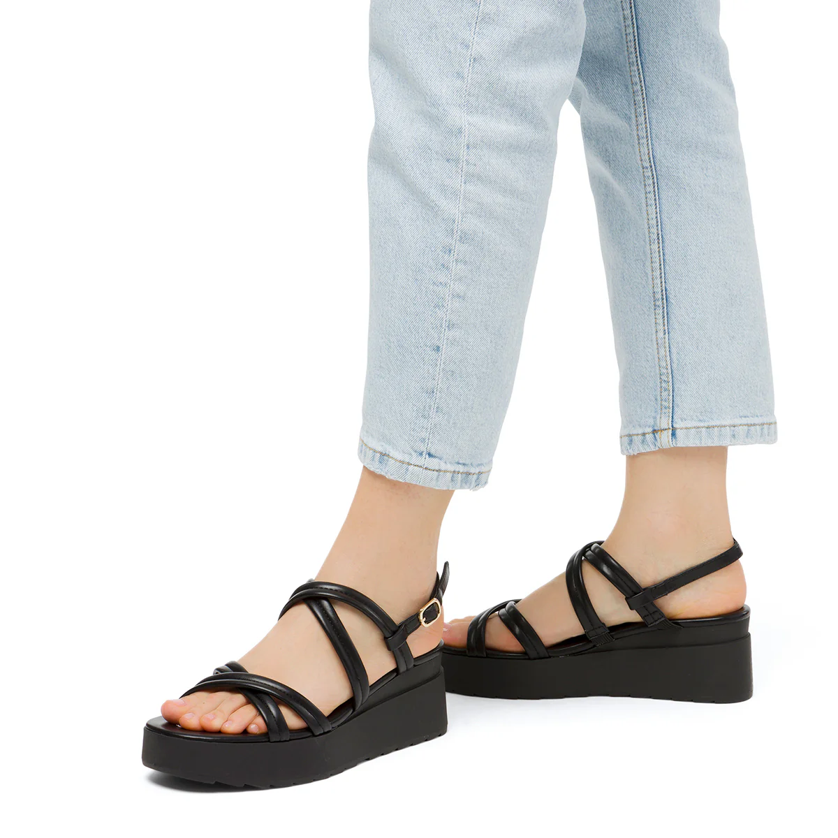 Sandali da donna neri con zeppa Swish Jeans - Image 3