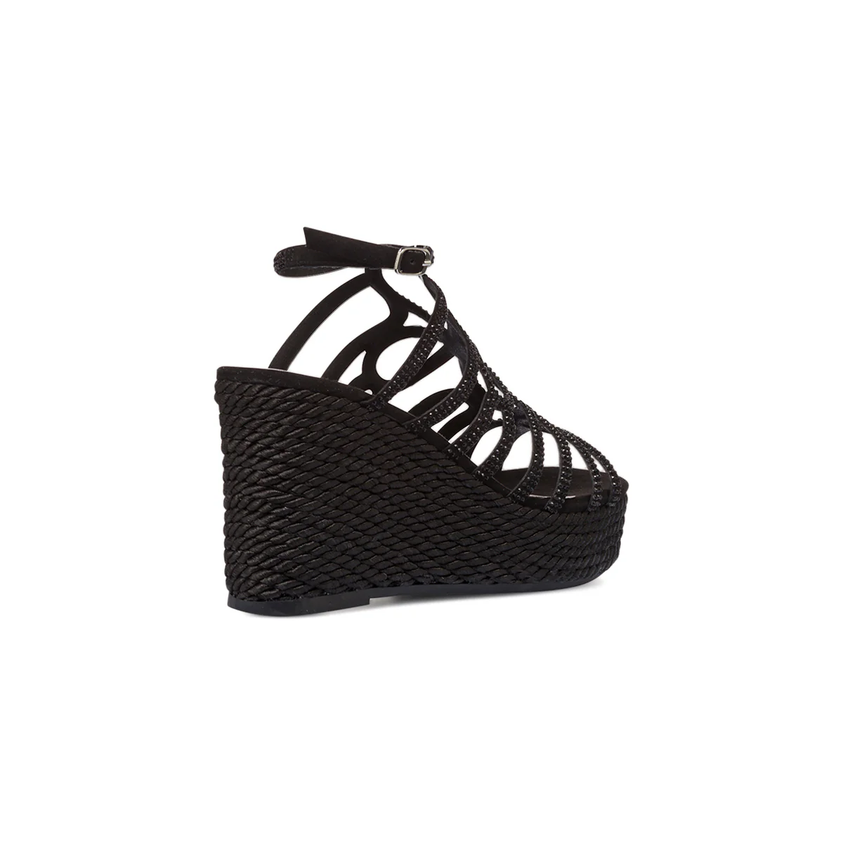 Sandali da donna nero con zeppa e dettaglio gioiello strass Swish Jeans - Image 7