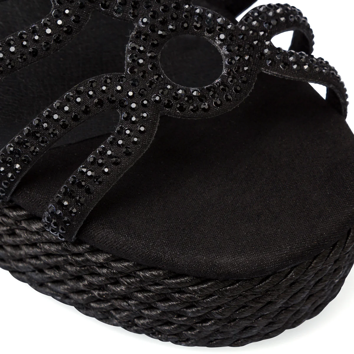 Sandali da donna nero con zeppa e dettaglio gioiello strass Swish Jeans - Image 8
