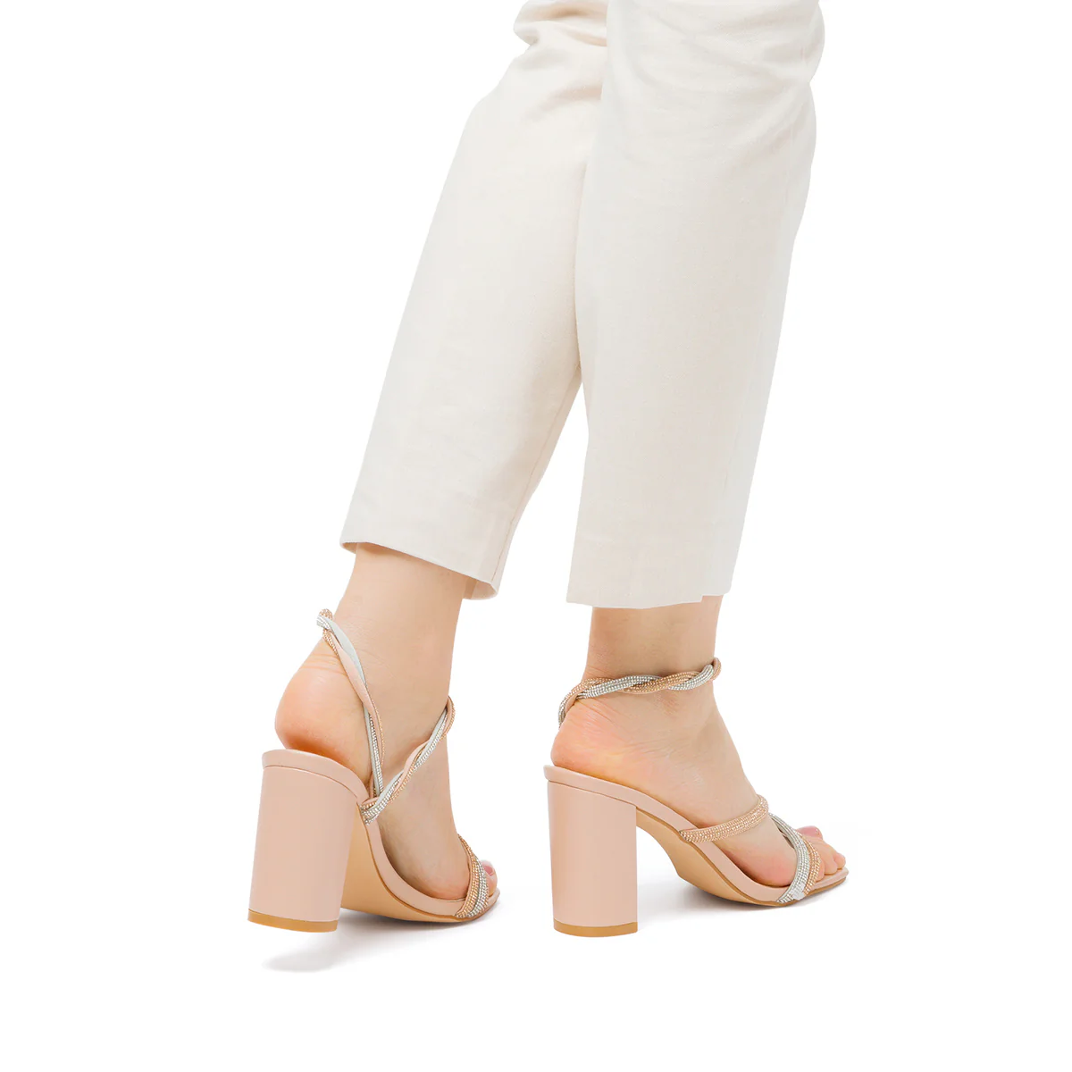 Sandali da donna nude con gioiello strass e tacco a blocco 9,5 cm Lora Ferres - Image 2