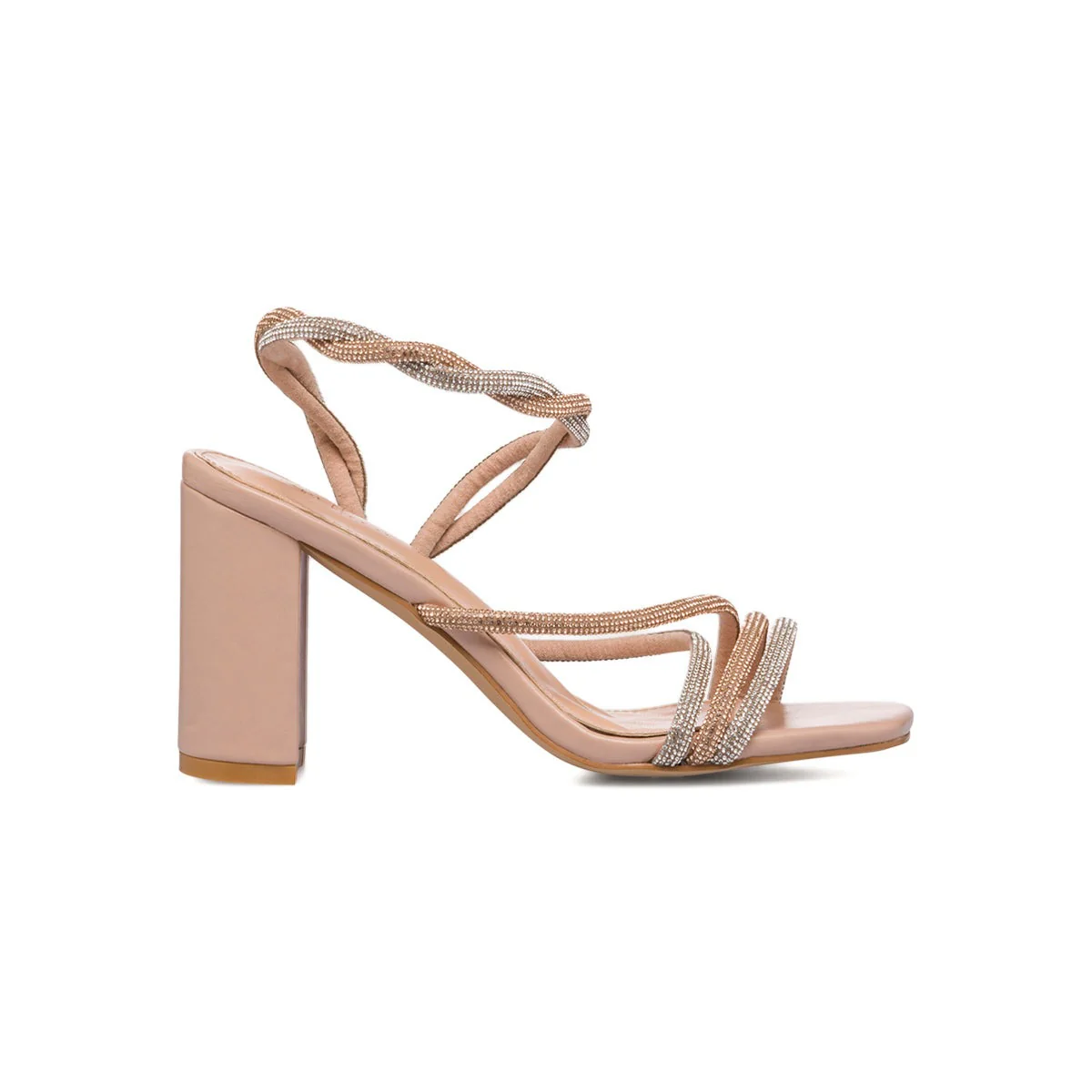 Sandali da donna nude con gioiello strass e tacco a blocco 9,5 cm Lora Ferres - Image 4