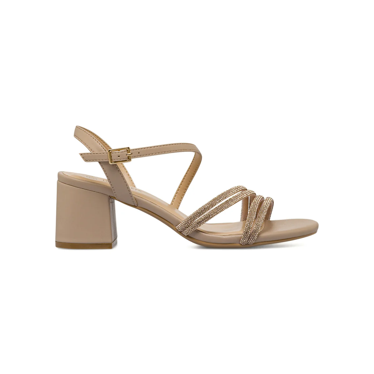 Sandali da Donna Nude con strass e tacco colonna 6 cm Lora Ferres