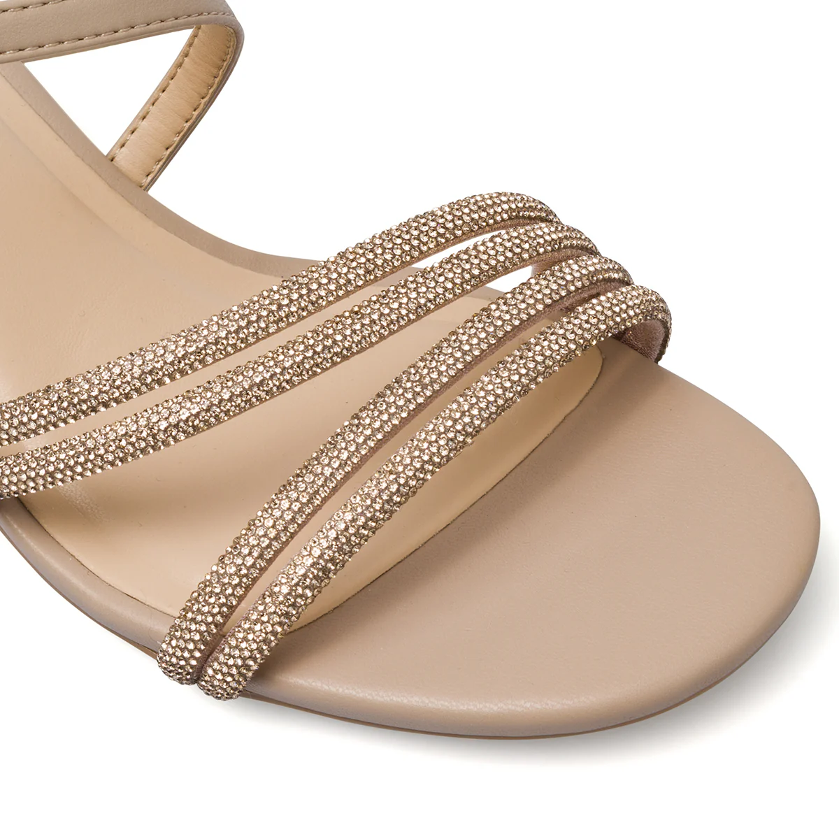 Sandali da Donna Nude con strass e tacco colonna 6 cm Lora Ferres - Image 5