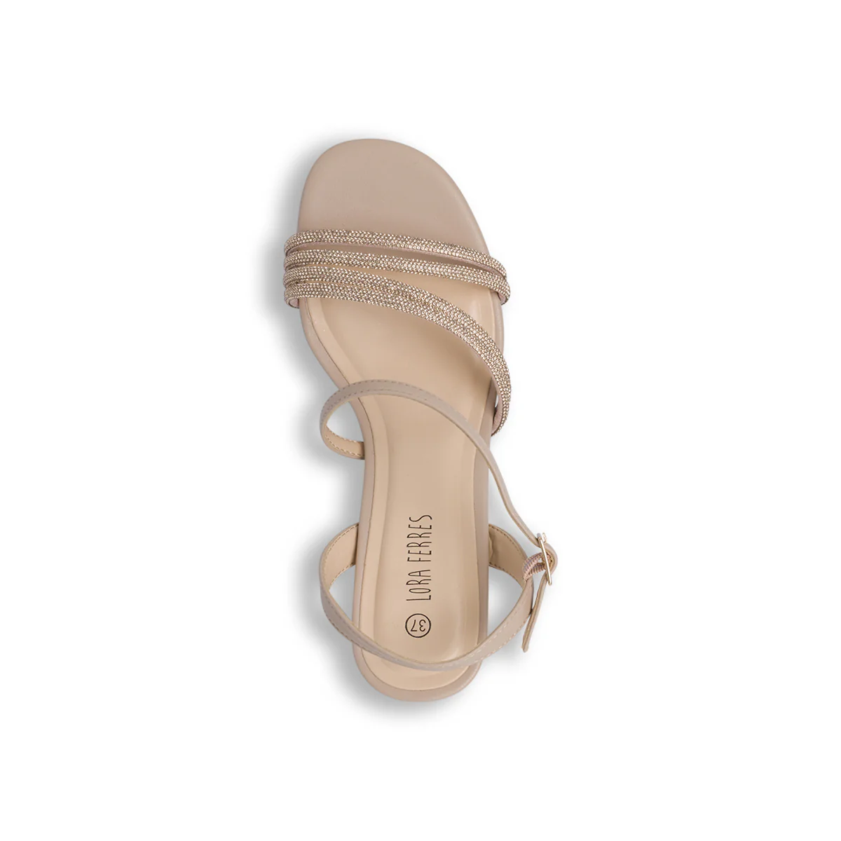 Sandali da Donna Nude con strass e tacco colonna 6 cm Lora Ferres - Image 6
