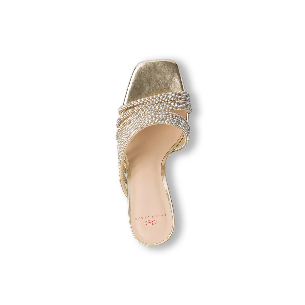 Sandali da donna oro con gioiello strass e tacco a campana Swish Jeans - Image 6