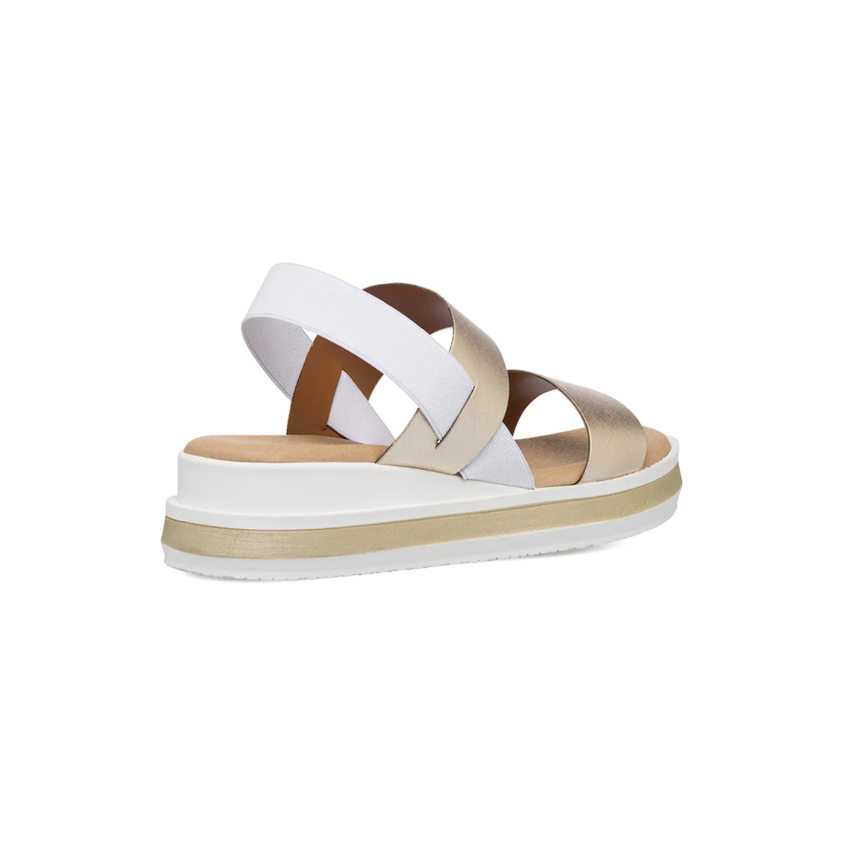 Sandali da donna platino e bianco con zeppa 4,5 cm P Soft - Image 3