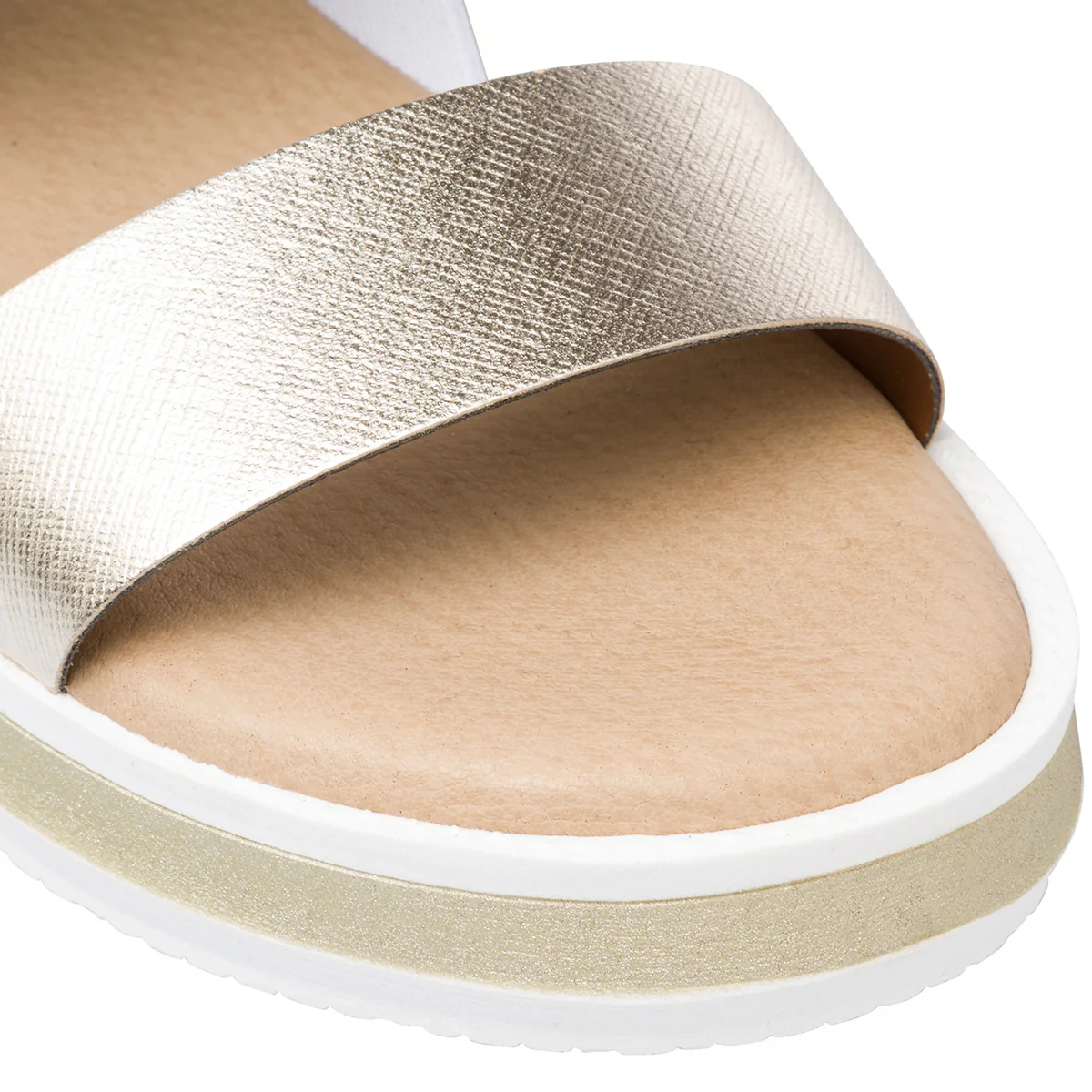 Sandali da donna platino e bianco con zeppa 4,5 cm P Soft - Image 5