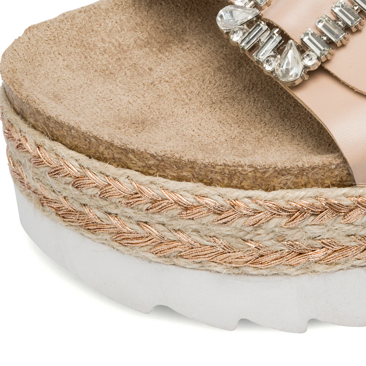Sandali da donna rosa con zeppa 4 cm e fibbie con perline Lora Ferres - Image 5