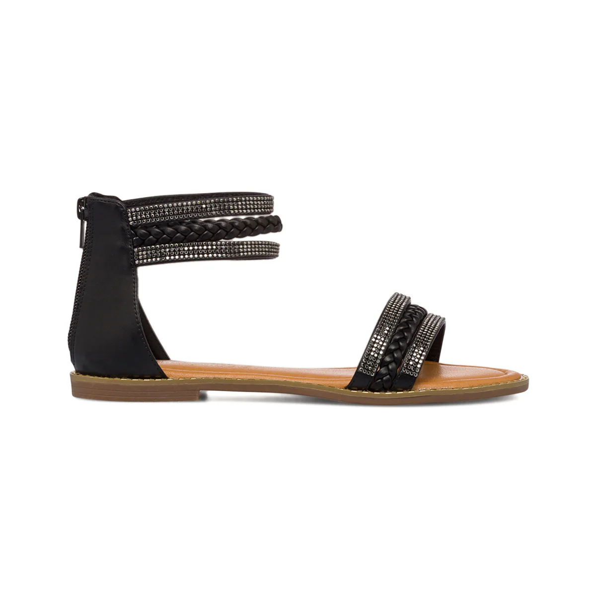 Sandali da donna neri con dettagli gioiello strass Lora Ferres - Image 4