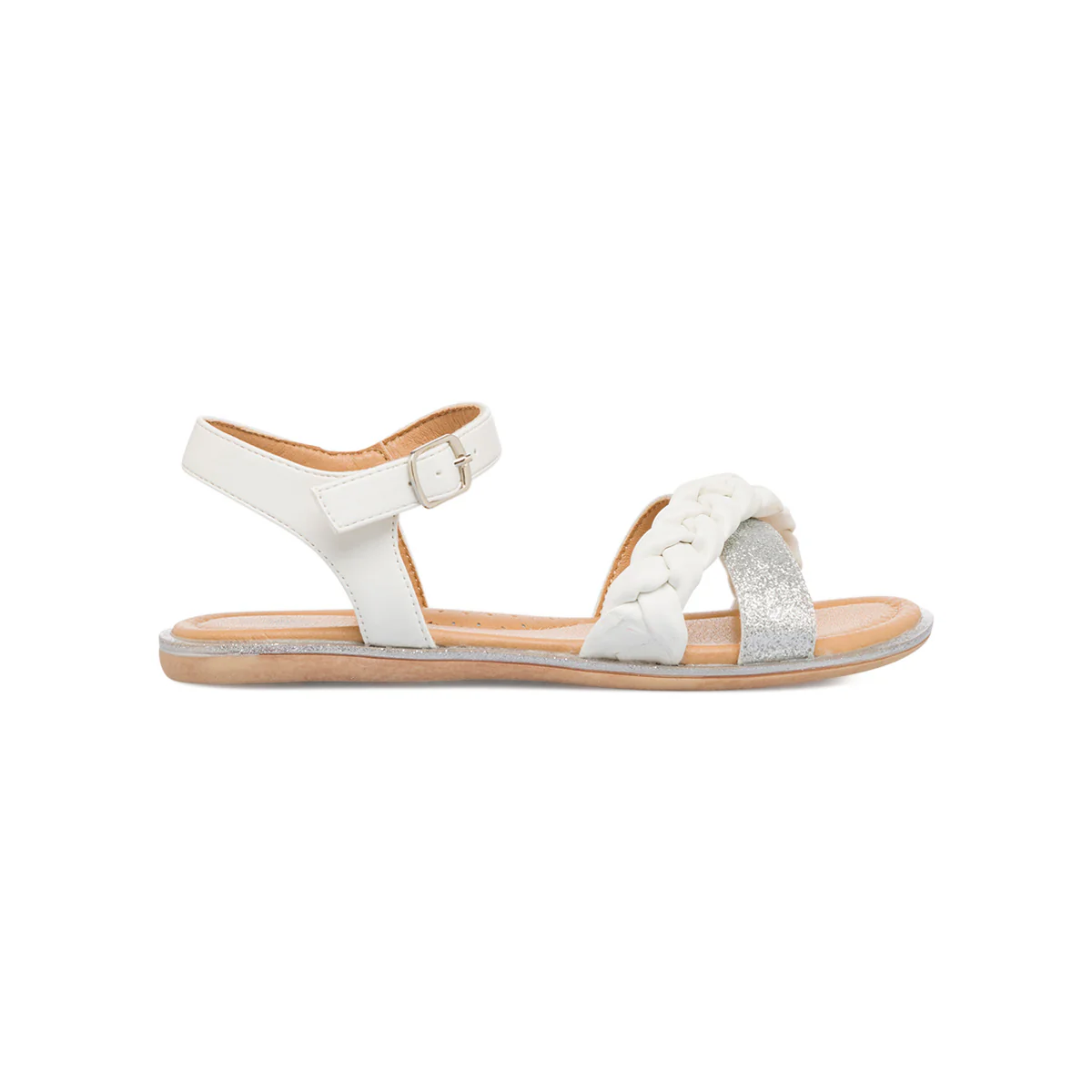 Sandali da ragazza bianchi con glitter argento Le Scarpe di Alice