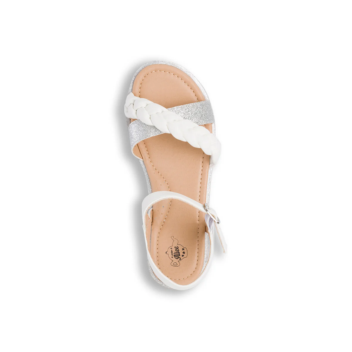 Sandali da ragazza bianchi con glitter argento Le Scarpe di Alice - Image 3