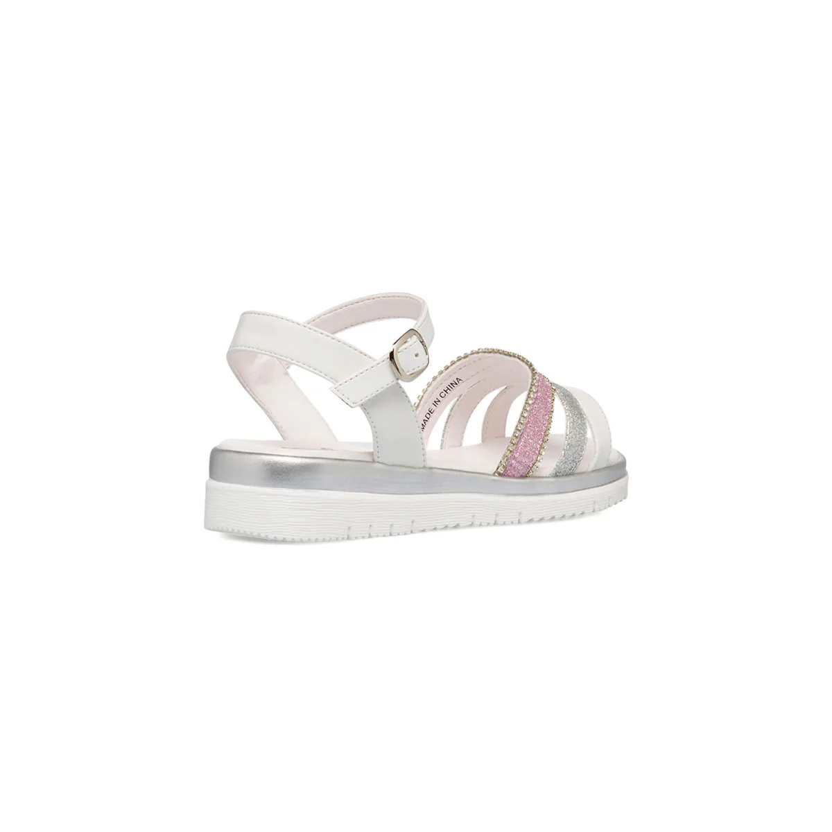 Sandali da ragazza bianchi con goiello strass e glitter frontale 10 Baci - Image 3