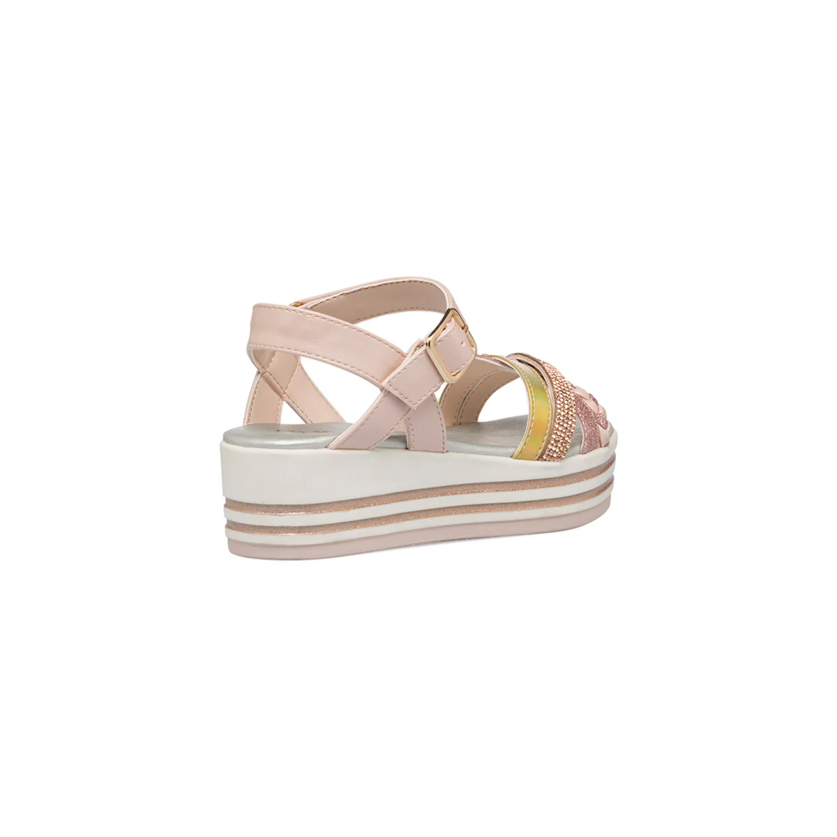 Sandali da ragazza oro rosa plateau con dettagli gioiello strass e glitter 10 Baci - Image 3
