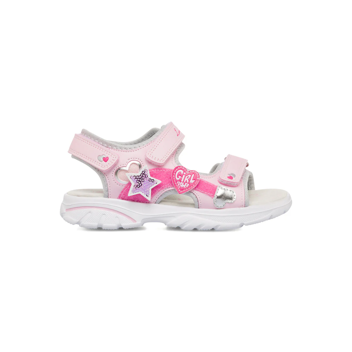 Sandali da ragazza rosa con cuori e stelle Lumberjack Siah