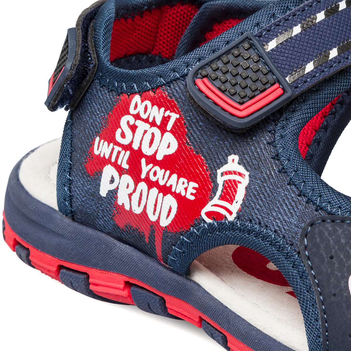 Sandali da ragazzo blu jeans con dettagli rossi e logo Ducati - Image 7