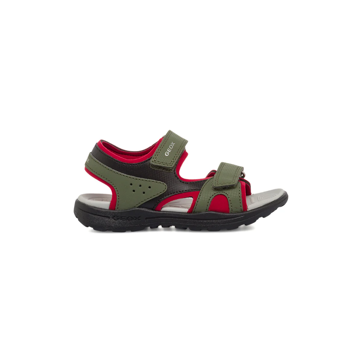 Sandali da ragazzo verde militare e rosso con chiusura a strappo Geox Vaniett
