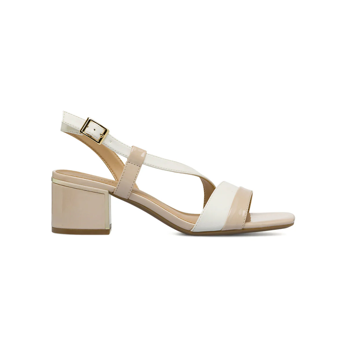 Sandali Donna nude effetto vernice tacco a colonna 6 cm Lora Ferres