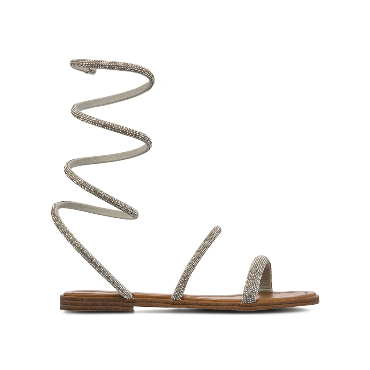 Sandali flat gioiello alla schiava argento da Donna con cinturino e strass Lora Ferres - Image 4