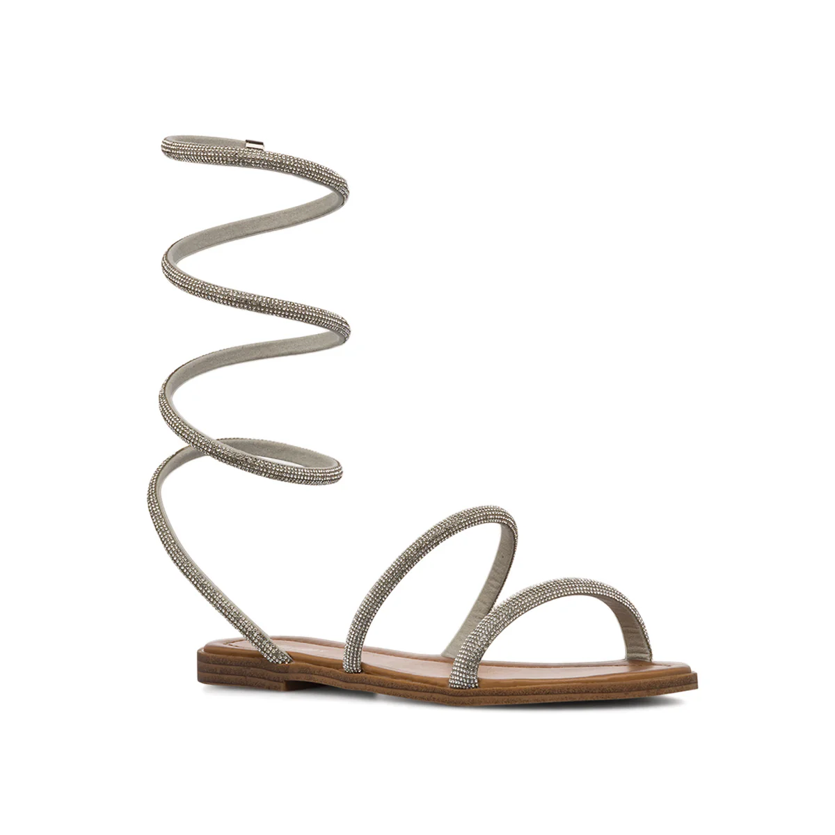 Sandali flat gioiello alla schiava argento da Donna con cinturino e strass Lora Ferres - Image 5