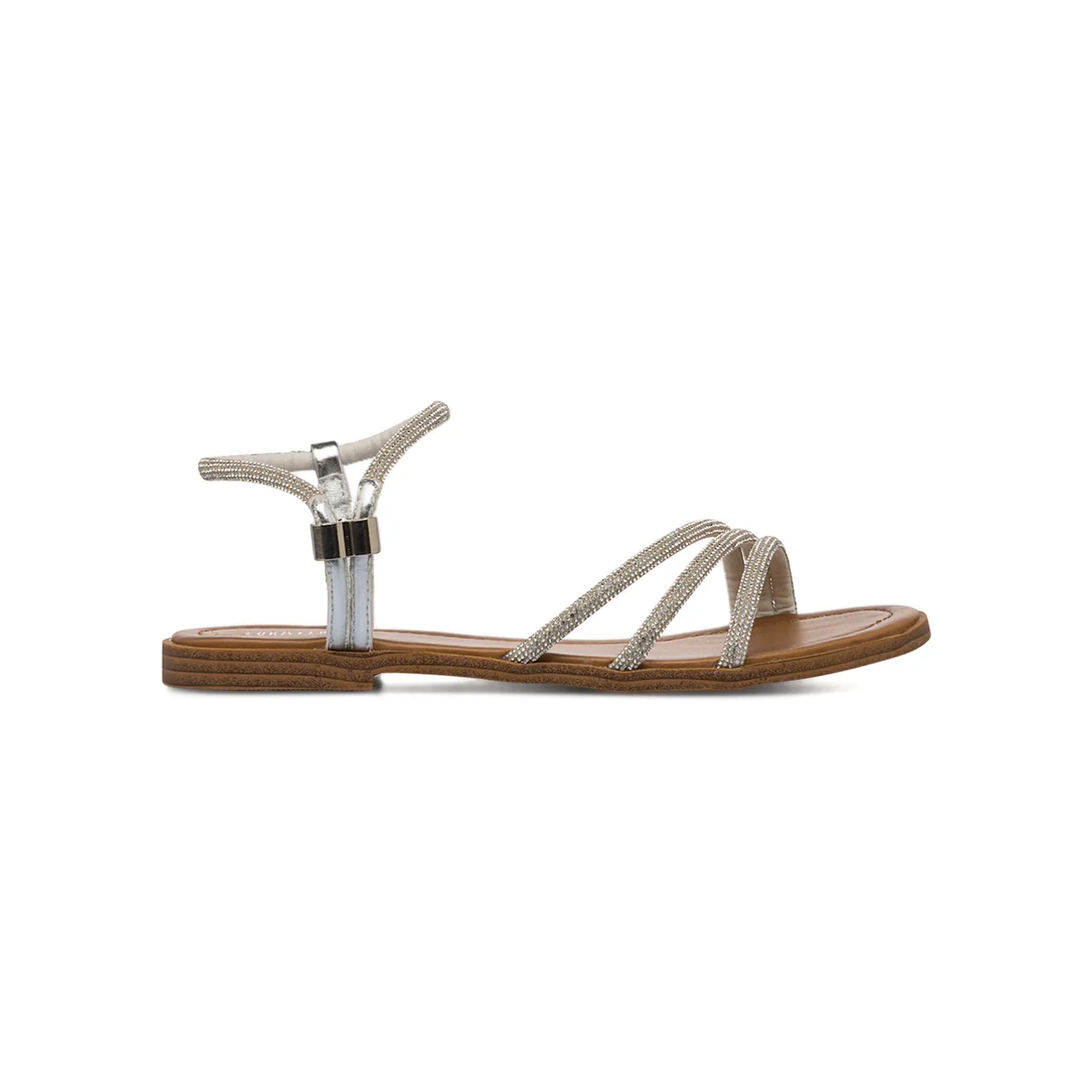 Sandali flat gioiello argento da Donna con dettagli strass Lora Ferres - Image 4