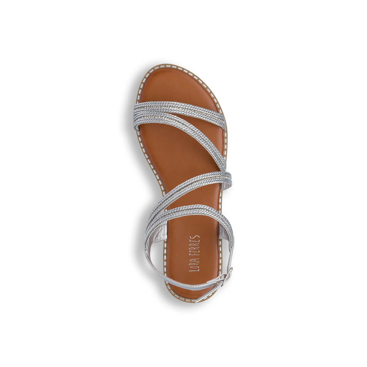Sandali flat argento da Donna con dettaglio gioiello strass Lora Ferres - Image 5