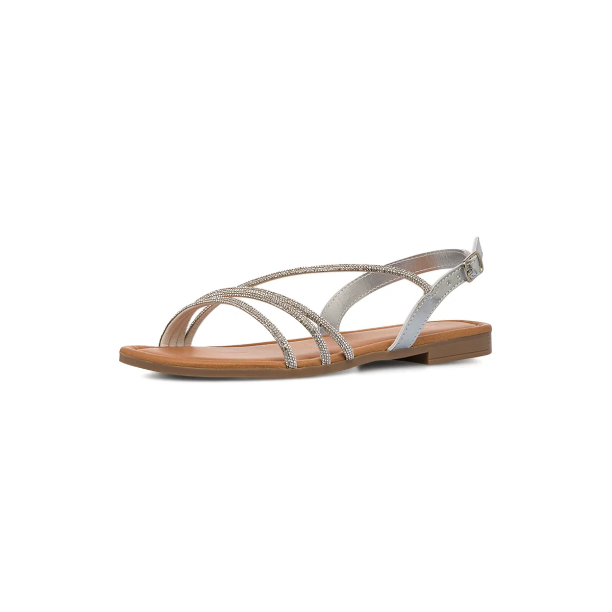 Sandali flat argento gioiello da Donna intrecciati con strass Lora Ferres - Image 4