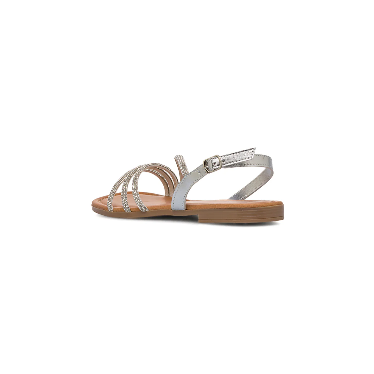 Sandali flat argento gioiello da Donna intrecciati con strass Lora Ferres - Image 5