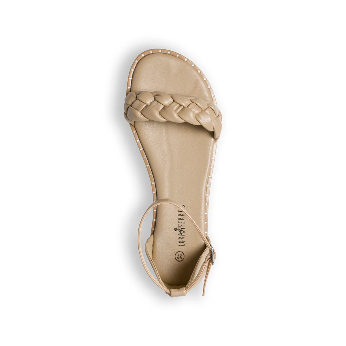 Sandali bassi beige con fascia effetto intrecciato Lora Ferres - Image 8