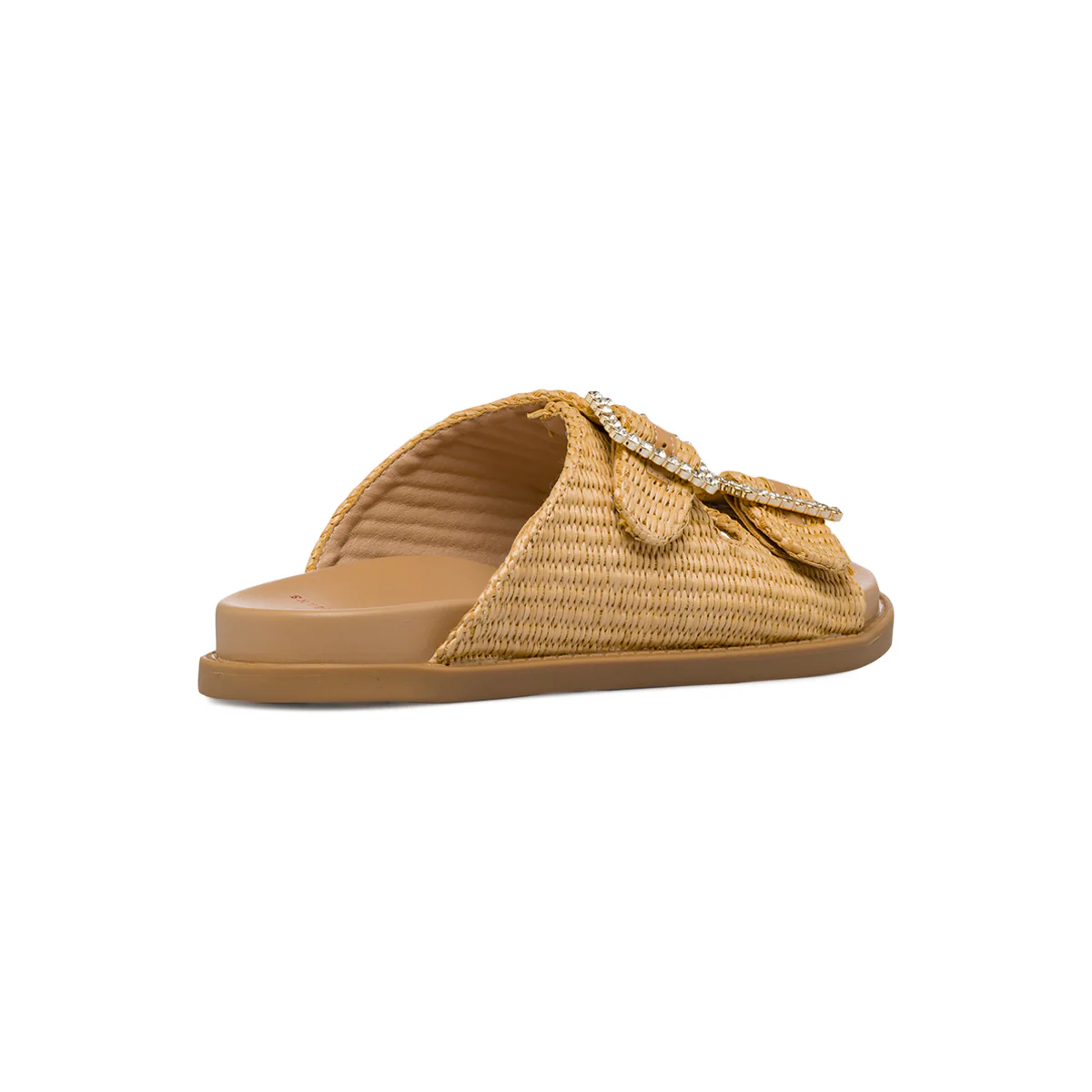 Sandali Flat Beige da Donna con tramatura effetto Rafia e doppia Fibbia Swish Jeans - Image 3